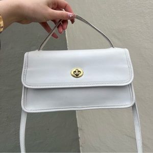 Vintage Coach Geometric with Straps White 9044 Leather Bag